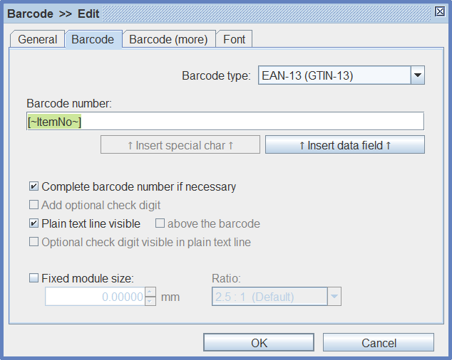 Barcode properties